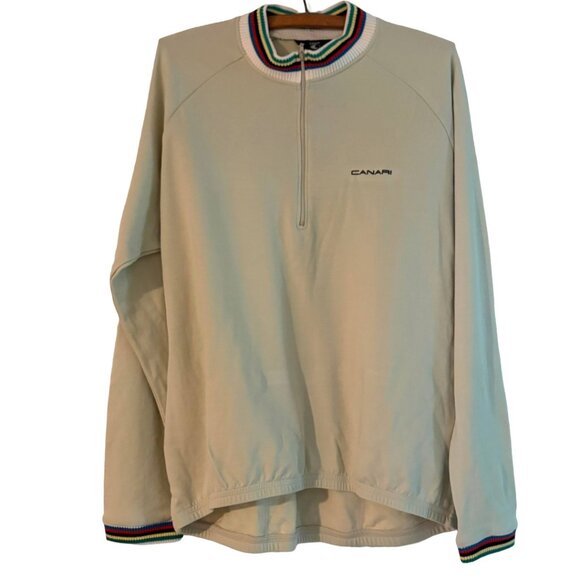 NWT Canari 1/4 Zip Pullover Sweater Jacket Men's Large Khaki Beige Cycling - Picture 1 of 8